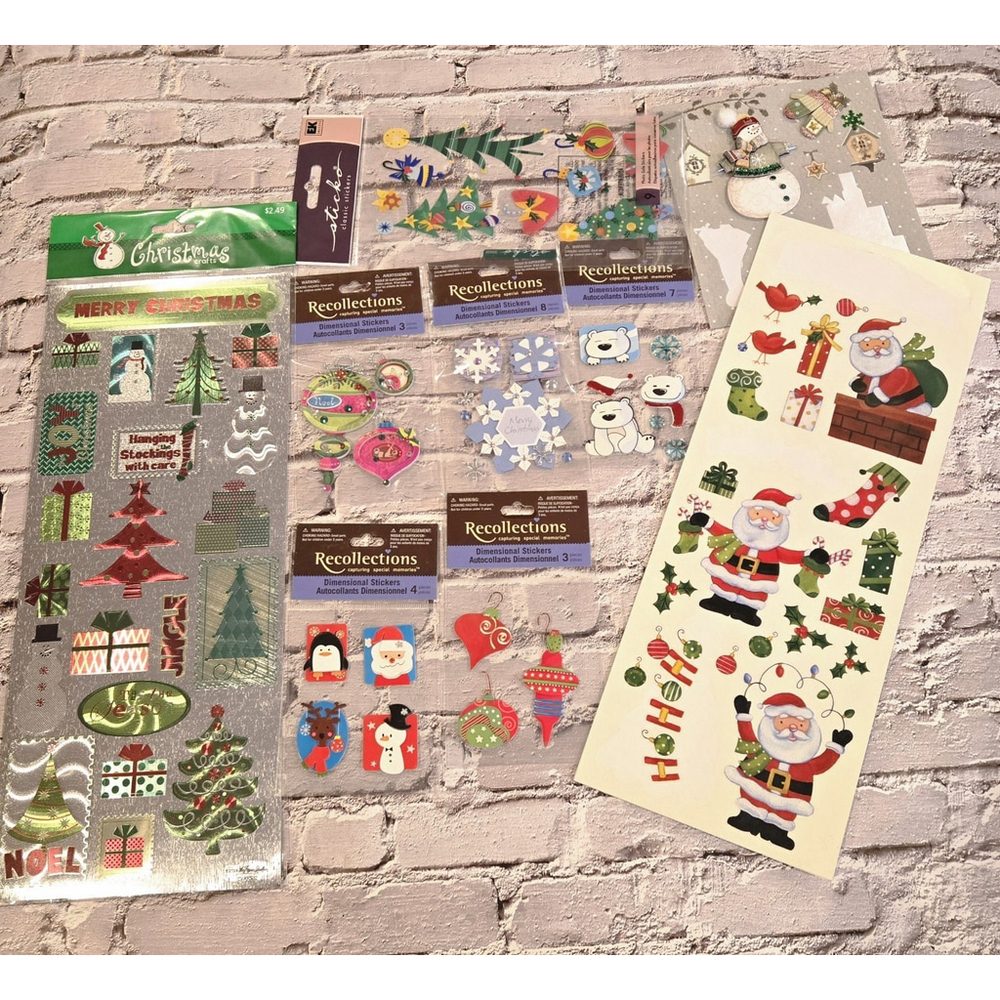 Scrapbook & Journaling Sticker Lot, Christmas Themed, New & Used Sheets(101)